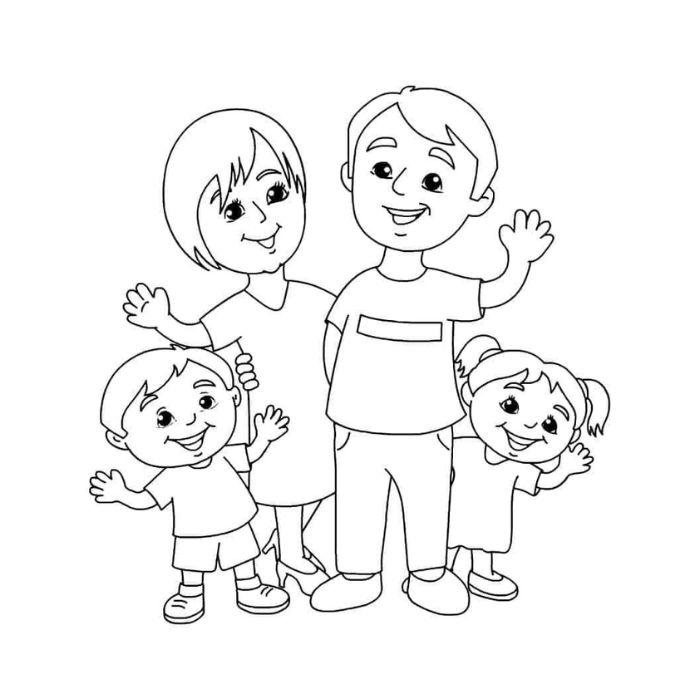tranh tô màu gia đình 4 người 30