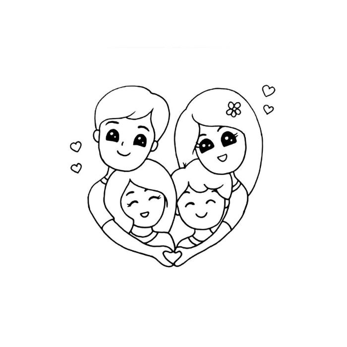 tranh tô màu gia đình 4 người 31