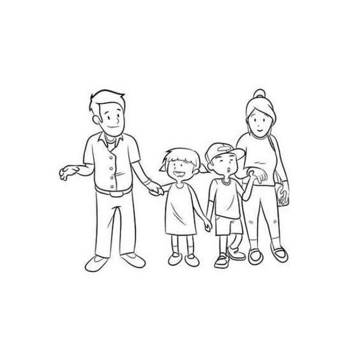 tranh tô màu gia đình 4 người 33