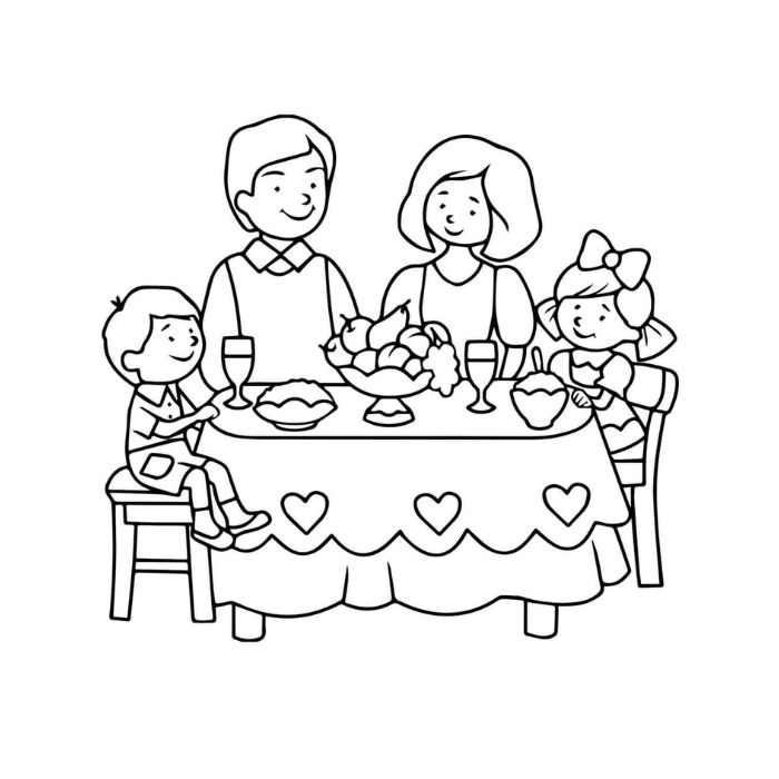 tranh tô màu gia đình 4 người 35