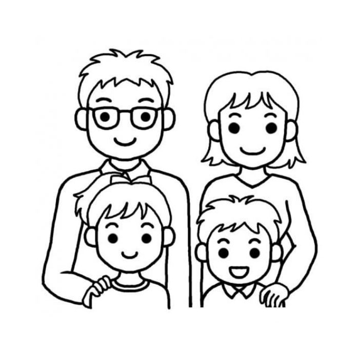 tranh tô màu gia đình 4 người 36