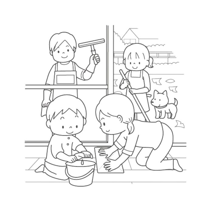 tranh tô màu gia đình 4 người 37