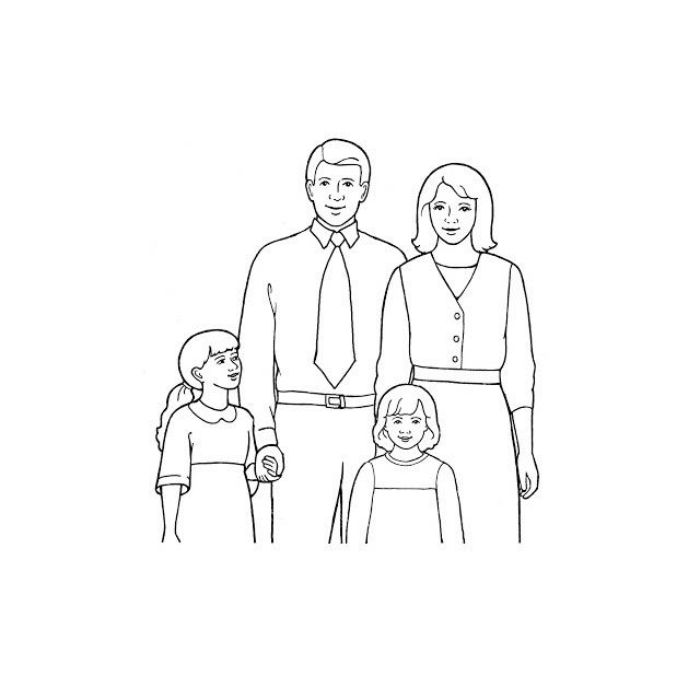 tranh tô màu gia đình 4 người 5