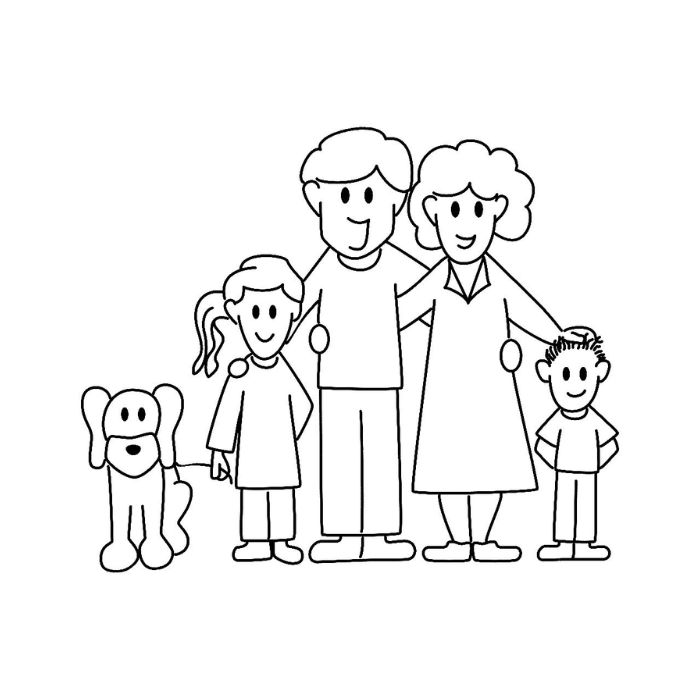 tranh tô màu gia đình 4 người 6