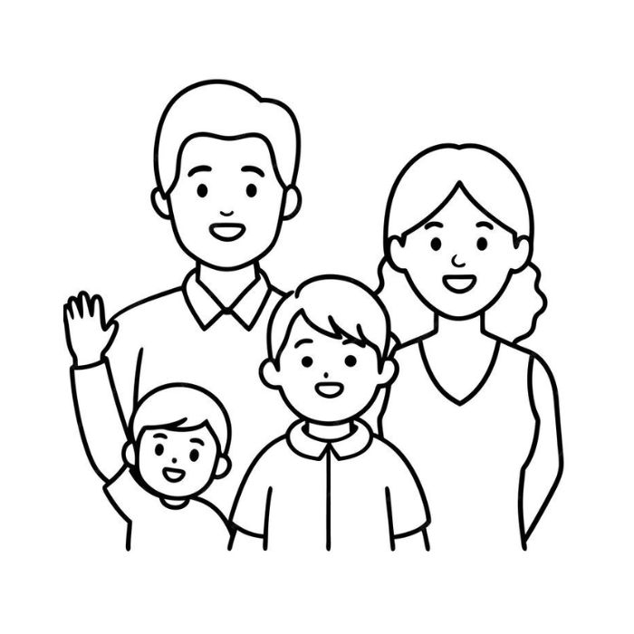 tranh tô màu gia đình 4 người 8