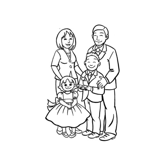 tranh tô màu gia đình 4 người 9