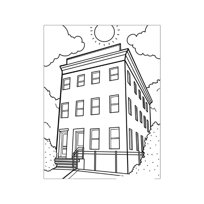 tranh tô màu ngôi nhà cao tầng 17