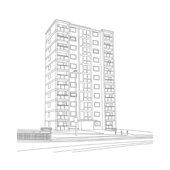 tranh tô màu ngôi nhà cao tầng 30