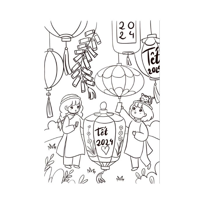 tranh tô màu tết 1