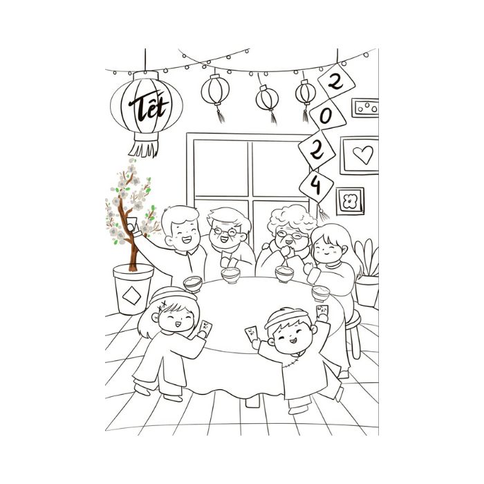 tranh tô màu tết 12