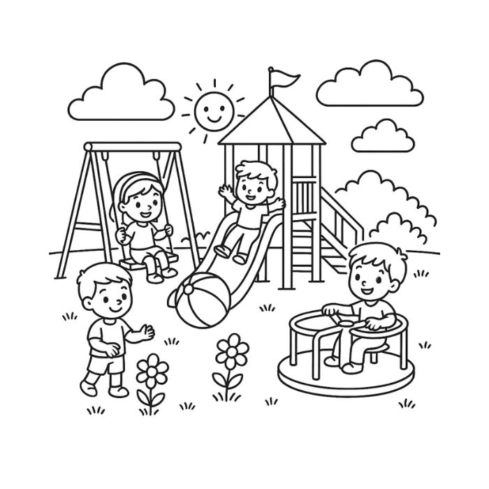 tranh tô màu trường mầm non 37