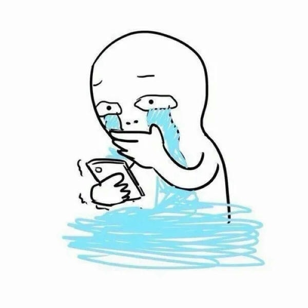 meme đau khổ khóc