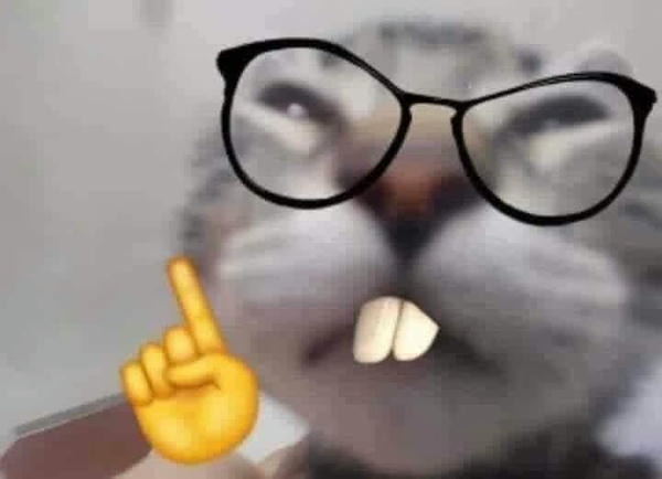 meme đeo kính chỉ tay lên trời