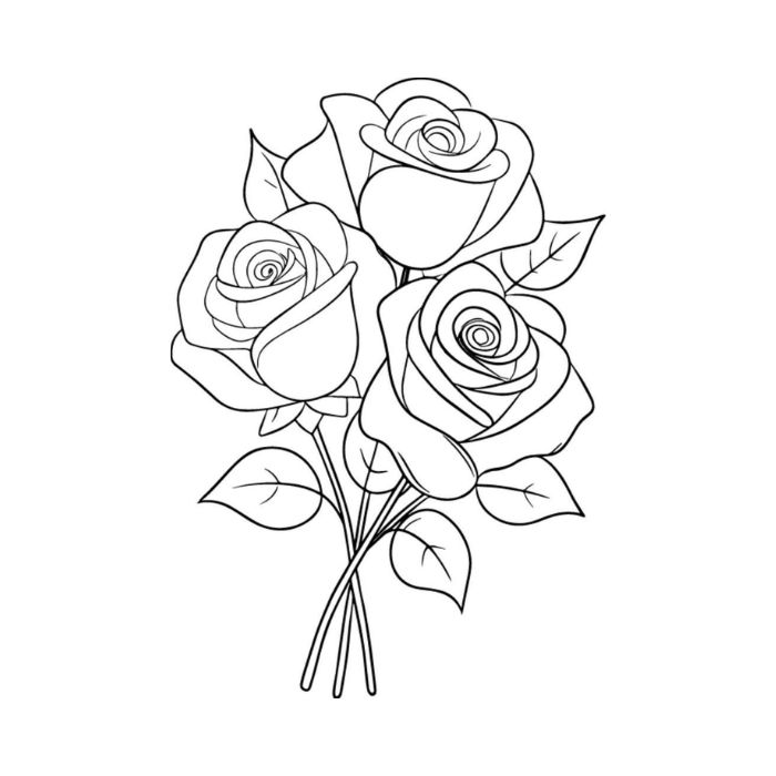 tranh tô màu hoa hồng 14