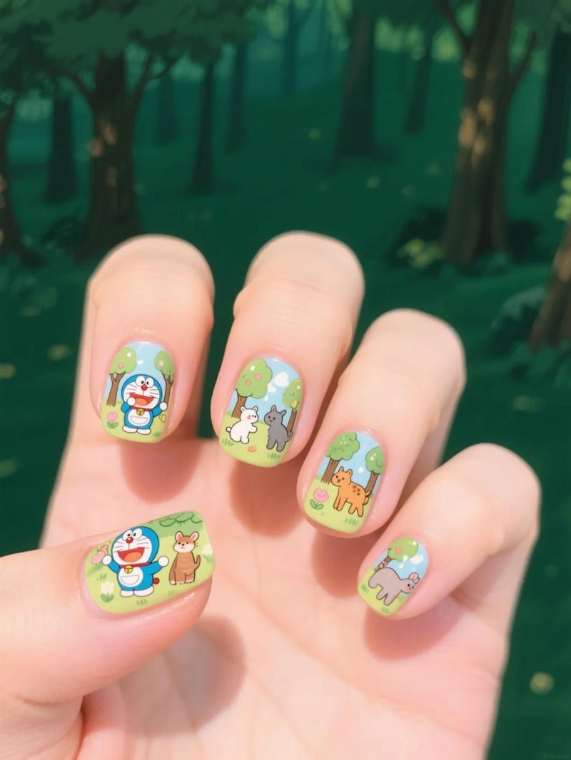 Loạt nail vẽ doraemon đẹp