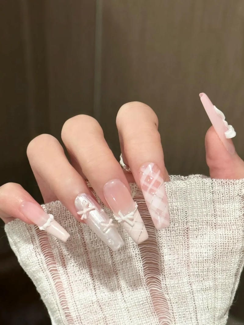 Ngắm bộ nail đính nơ đẹp mới chất lượng cao
