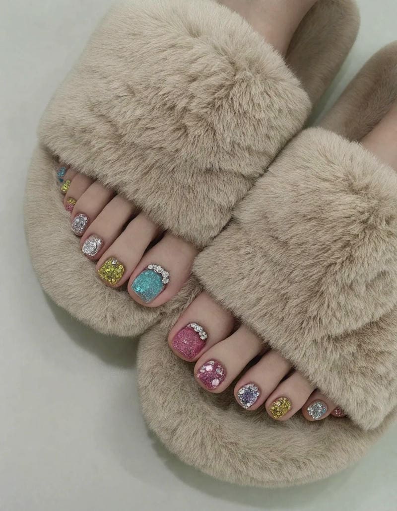 Ngắm nail chân nhiều màu hot