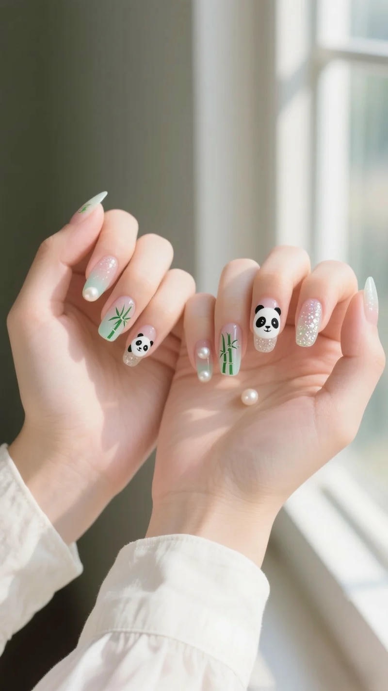 Tuyển tập bộ nail gấu trúc miễn phí