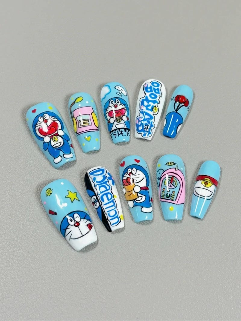 Xem nail vẽ doraemon đẹp nhất