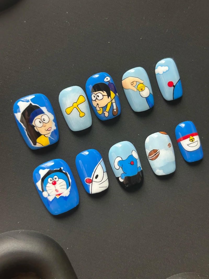 Xem nail vẽ doraemon đẹp