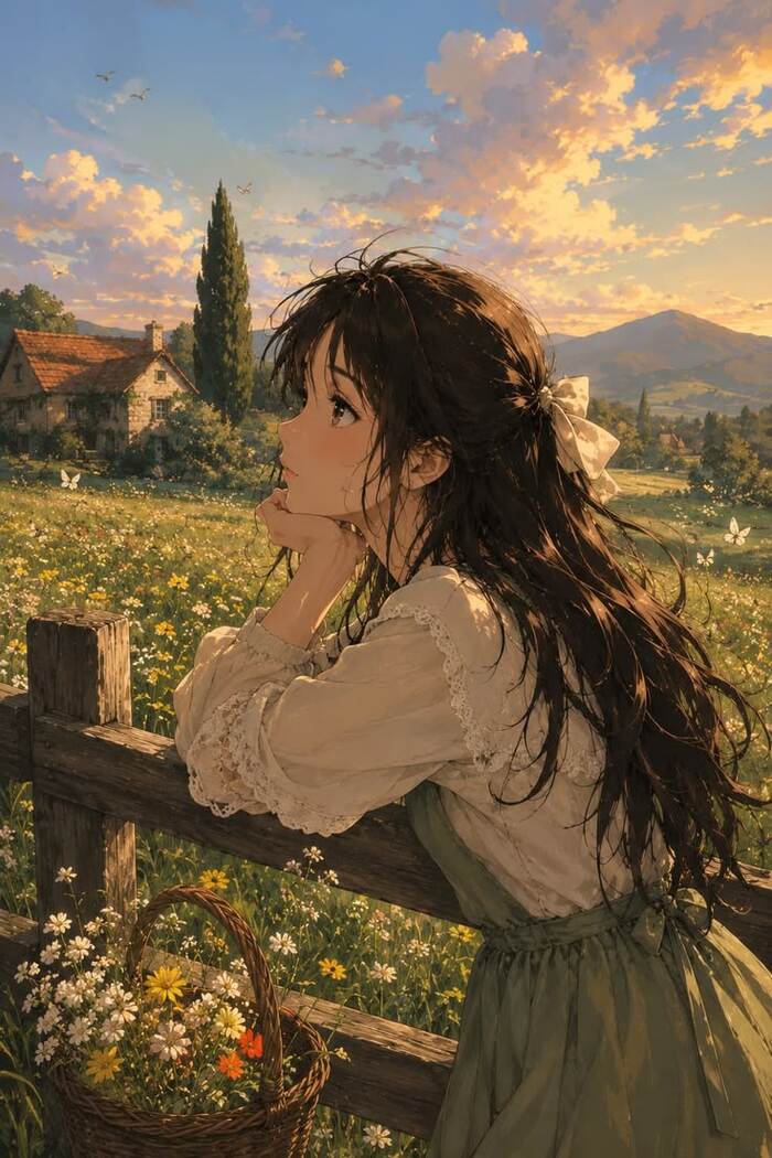 ảnh anime chill hoa cỏ