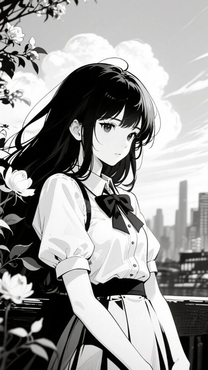 ảnh anime đen trắng full hd
