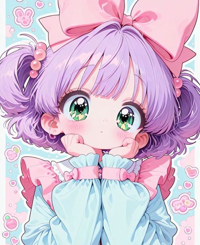 ảnh cute anime tóc tím