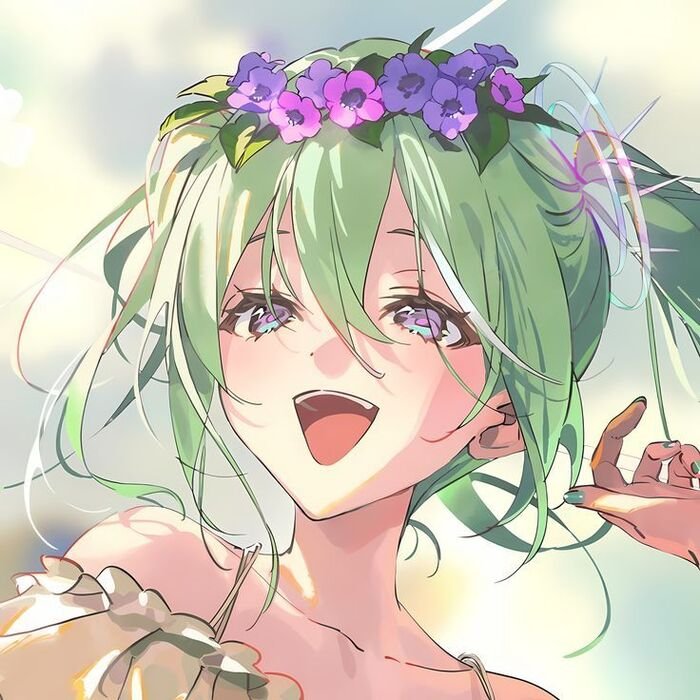avatar anime nữ tóc xanh